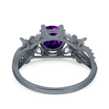 Art Deco Wedding Engagement Bridal Ring Pear Round Simulated Cubic Zirconia 925 Sterling Silver