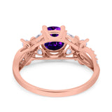 Art Deco Wedding Engagement Bridal Ring Pear Round Simulated Cubic Zirconia 925 Sterling Silver