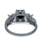 Art Deco Wedding Engagement Bridal Ring Pear Round Simulated Cubic Zirconia 925 Sterling Silver