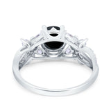 Art Deco Wedding Engagement Bridal Ring Pear Round Simulated Cubic Zirconia 925 Sterling Silver