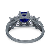 Art Deco Wedding Engagement Bridal Ring Pear Round Simulated Cubic Zirconia 925 Sterling Silver