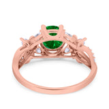 Art Deco Wedding Engagement Bridal Ring Pear Round Simulated Cubic Zirconia 925 Sterling Silver