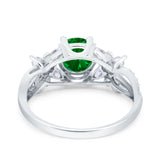 Art Deco Wedding Engagement Bridal Ring Pear Round Simulated Cubic Zirconia 925 Sterling Silver