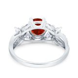 Art Deco Wedding Engagement Bridal Ring Pear Round Simulated Cubic Zirconia 925 Sterling Silver