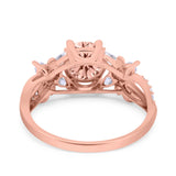 Art Deco Wedding Engagement Bridal Ring Pear Round Simulated Cubic Zirconia 925 Sterling Silver