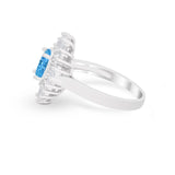 Vintage Oval Wedding Bridal Ring Round Simulated Cubic Zirconia 925 Sterling Silver