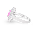 Vintage Oval Wedding Bridal Ring Round Simulated Cubic Zirconia 925 Sterling Silver