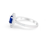 Oval Wedding Ring Vintage Round Simulated Cubic Zirconia 925 Sterling Silver