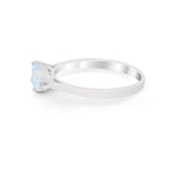 Three Stone Wedding Engagement Ring Emerald Cut Round CZ 925 Sterling Silver