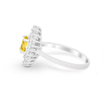 Art Deco Wedding Engagement Bridal Ring Baguette Round CZ 925 Sterling Silver