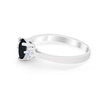 Three Stone Wedding Ring Pear Round Simulated Cubic Zirconia 925 Sterling Silver