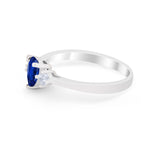 Three Stone Wedding Ring Pear Round Simulated Cubic Zirconia 925 Sterling Silver
