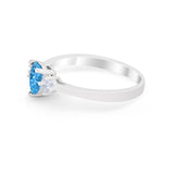 Three Stone Wedding Ring Pear Round Simulated Cubic Zirconia 925 Sterling Silver