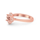 Halo Floral Art Deco Wedding Engagement Ring Round CZ 925 Sterling Silver