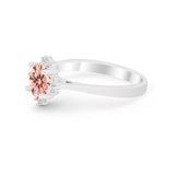 Halo Floral Art Deco Wedding Engagement Ring Round CZ 925 Sterling Silver