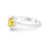 Halo Floral Art Deco Wedding Engagement Ring Round CZ 925 Sterling Silver