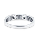 Half Eternity Ring Wedding Band Round Pave Simulated Cubic Zirconia 925 Sterling Silver (4mm)