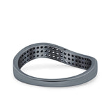 Half Eternity Ring Wedding Engagement Band Pave Simulated Cubic Zirconia 925 Sterling Silver (7mm)