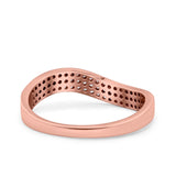 Half Eternity Ring Wedding Engagement Band Pave Simulated Cubic Zirconia 925 Sterling Silver (7mm)