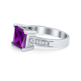 Cushion Cut Wedding Ring Simulated Cubic Zirconia Accent 925 Sterling Silver
