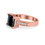 Cushion Cut Wedding Ring Simulated Cubic Zirconia Accent 925 Sterling Silver