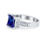 Cushion Cut Wedding Ring Simulated Cubic Zirconia Accent 925 Sterling Silver