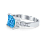 Cushion Cut Wedding Ring Simulated Cubic Zirconia Accent 925 Sterling Silver