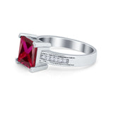Cushion Cut Wedding Ring Simulated Cubic Zirconia Accent 925 Sterling Silver