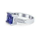 Cushion Cut Wedding Ring Simulated Cubic Zirconia Accent 925 Sterling Silver