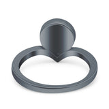 Chevron Midi Thumb Ring Solitaire Band Ring Simulated Larimar CZ 925 Sterling Silver