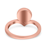 Chevron Midi Thumb Ring Solitaire Band Ring Simulated Larimar CZ 925 Sterling Silver