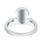 Chevron Midi Thumb Ring Solitaire Band Ring Simulated Larimar CZ 925 Sterling Silver