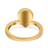 Chevron Midi Thumb Ring Solitaire Band Ring Simulated Larimar CZ 925 Sterling Silver