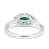 Floral Marquise Engagement Ring Simualted Cubic Zirconia 925 Sterling Silver