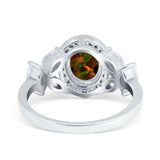 Oval Art Deco Engagement Ring Simulated Cubic Zirconia 925 Sterling Silver