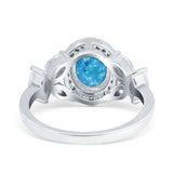 Oval Art Deco Engagement Ring Simulated Cubic Zirconia 925 Sterling Silver