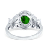Oval Art Deco Engagement Ring Simulated Cubic Zirconia 925 Sterling Silver
