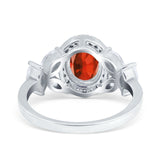 Oval Art Deco Engagement Ring Simulated Cubic Zirconia 925 Sterling Silver