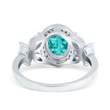 Oval Art Deco Engagement Ring Simulated Cubic Zirconia 925 Sterling Silver
