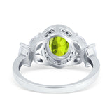 Oval Art Deco Engagement Ring Simulated Cubic Zirconia 925 Sterling Silver