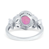 Oval Art Deco Engagement Ring Simulated Cubic Zirconia 925 Sterling Silver