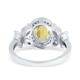 Oval Art Deco Engagement Ring Simulated Cubic Zirconia 925 Sterling Silver