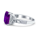 Emerald Cut Celtic Engagement Ring Simulated Cubic Zirconia 925 Sterling Silver