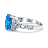 Emerald Cut Celtic Engagement Ring Simulated Cubic Zirconia 925 Sterling Silver