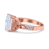 Emerald Cut Celtic Engagement Ring Simulated Cubic Zirconia 925 Sterling Silver