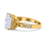 Emerald Cut Celtic Engagement Ring Simulated Cubic Zirconia 925 Sterling Silver