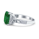 Emerald Cut Celtic Engagement Ring Simulated Cubic Zirconia 925 Sterling Silver