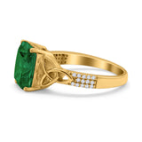 Emerald Cut Celtic Engagement Ring Simulated Cubic Zirconia 925 Sterling Silver
