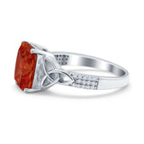 Emerald Cut Celtic Engagement Ring Simulated Cubic Zirconia 925 Sterling Silver