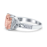 Emerald Cut Celtic Engagement Ring Simulated Cubic Zirconia 925 Sterling Silver